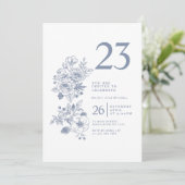 Invitation Fleur sauvage botanique Dusty Blue 23e anniversair (Debout devant)
