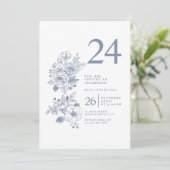 Invitation Fleur sauvage botanique Dusty Blue 24e anniversair (Debout devant)