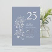 Invitation Fleur sauvage botanique Dusty Blue 25e anniversair (Debout devant)