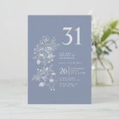 Invitation Fleur sauvage botanique Dusty Blue 31e anniversair (Debout devant)