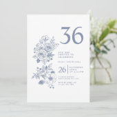 Invitation Fleur sauvage botanique Dusty Blue 36e anniversair (Debout devant)