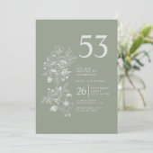 Invitation Fleur sauvage botanique Dusty Blue 53e anniversair (Debout devant)