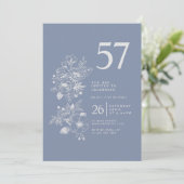 Invitation Fleur sauvage botanique Dusty Blue 57e anniversair (Debout devant)