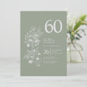 Invitation Fleur sauvage botanique Dusty Blue 60e anniversair (Debout devant)