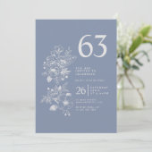 Invitation Fleur sauvage botanique Dusty Blue 63e anniversair (Debout devant)