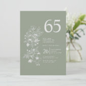 Invitation Fleur sauvage botanique Dusty Blue 65e anniversair (Debout devant)