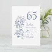 Invitation Fleur sauvage botanique Dusty Blue 65e anniversair (Debout devant)
