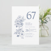 Invitation Fleur sauvage botanique Dusty Blue 67e anniversair (Debout devant)