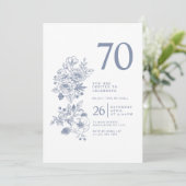 Invitation Fleur sauvage botanique Dusty Blue 70e anniversair (Debout devant)