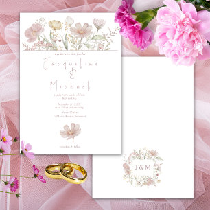 Invitation Fleur sauvage botanique Dusty Rose Mariage