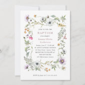 Invitation Fleur sauvage botanique | Élégant Baptême Photo Re (Devant)