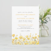 Invitation Fleur sauvage botanique Jaune Mariage floral (Debout devant)