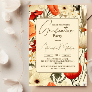 Invitation fleur sauvage botanique Parti de graduation