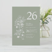 Invitation Fleur sauvage botanique Sage Green 26e anniversair (Debout devant)