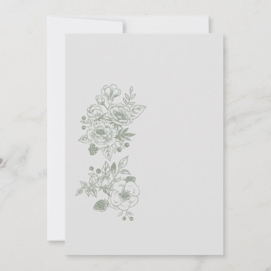 Invitation Fleur sauvage botanique Sage Green 27e anniversair (Dos)