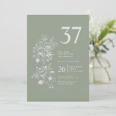 Invitation Fleur sauvage botanique Sage Green 37e anniversair (Debout devant)