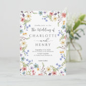 Invitation Fleur sauvage botanique simple rustique Mariage bl (Debout devant)