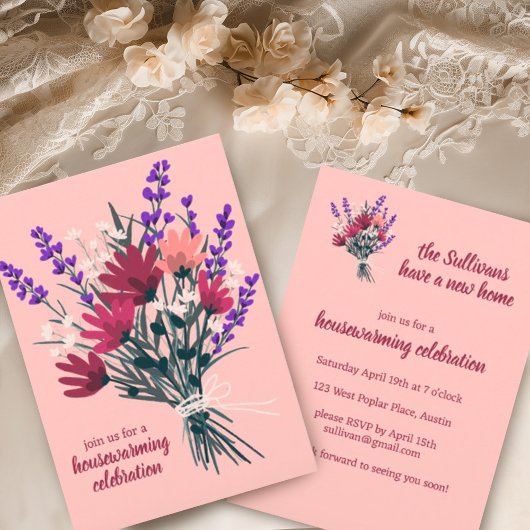 Invitation Fleur sauvage Bouquet Cute Nouveau Accueil Ménage