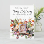 Invitation Fleur sauvage Bouquet Photo Funeral Memorial Progr (Debout devant)