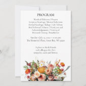 Invitation Fleur sauvage Bouquet Photo Funeral Memorial Progr (Dos)