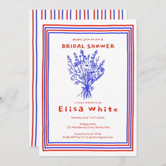 Invitation Fleur sauvage Bouquet Rustique Whimsical Fête des (Devant / Derrière)