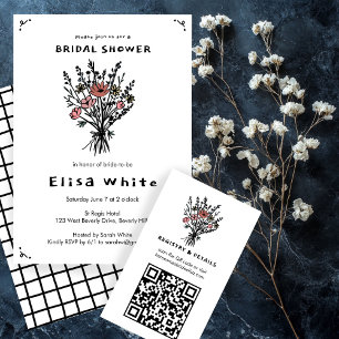 Invitation Fleur sauvage Bouquet Rustique Whimsical Fête des