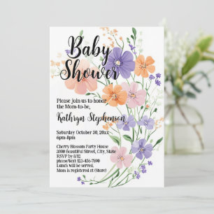 Invitation Fleur sauvage Bouquet Spring Floral Girl Baby show