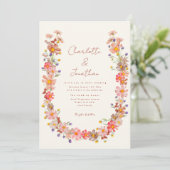 Invitation Fleur sauvage brûlé mariage de automne orange (Debout devant)