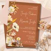 Invitation Fleur sauvage brûlé Orange rouille Mariage en terr