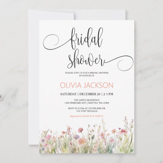 Invitation fleur sauvage Btidal Shower (Devant)