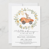 Invitation Fleur sauvage Bunny équitation un Baby shower de v (Devant)