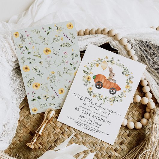 Invitation Fleur sauvage Bunny équitation un Baby shower de v