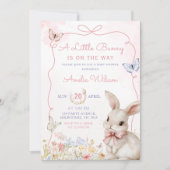 Invitation Fleur sauvage Bunny Rose fille Baby shower Invitat (Devant)