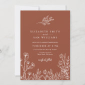Invitation Fleur sauvage Burnt Orange Boho Terracotta Mariage (Devant)