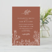 Invitation Fleur sauvage Burnt Orange Boho Terracotta Mariage (Debout devant)