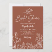 Invitation Fleur sauvage Burnt Orange Terracotta Fête des mar (Devant)