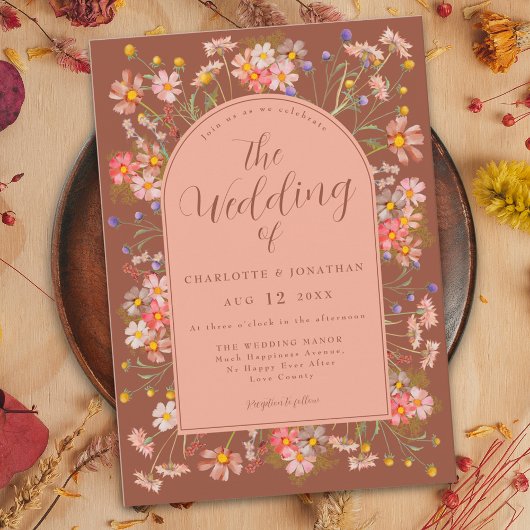 Invitation Fleur sauvage Burnt Orange Terracotta Mariage de a