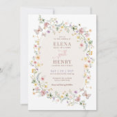 Invitation Fleur sauvage Butterfly Fairytale Jardin Mariage (Devant)