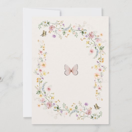Invitation Fleur sauvage Butterfly Fairytale Jardin Mariage (Dos)