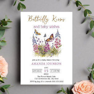 Invitation Fleur sauvage Butterfly Kisses Baby shower Invitat