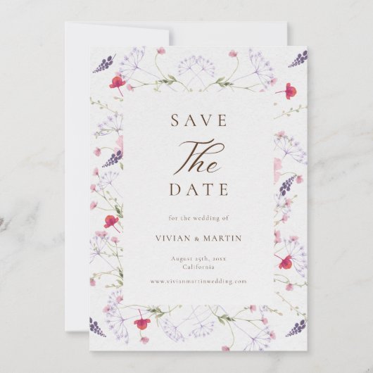 Invitation Fleur sauvage Calligraphie Cream Wedding Enregistr (Devant)