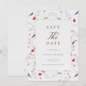 Invitation Fleur sauvage Calligraphie Cream Wedding Enregistr (Devant / Derrière)