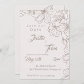 Invitation fleur sauvage Calligraphie simple Enregistrer la d (Devant / Derrière)
