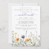 Invitation Fleur sauvage Célébration de la vie funérailles co (Devant)