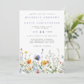 Invitation Fleur sauvage Champ QR Code Mariage Photo (Debout devant)