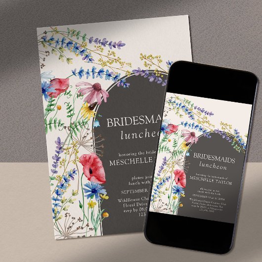 Invitation Fleur sauvage Charme Floral Arch Bridesmaitres Déj