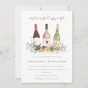 Invitation Fleur sauvage Cheers to Love Wine Bottts Fiançaill