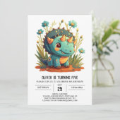 Invitation Fleur sauvage Chic Dinosaur Boy Anniversaire (Debout devant)