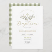 Invitation fleur sauvage Christening (Devant / Derrière)