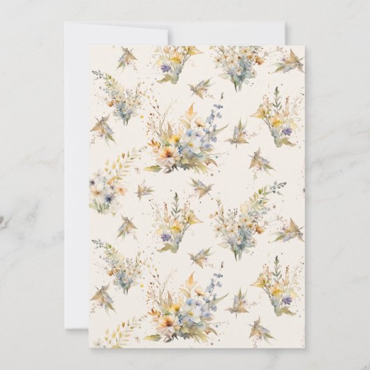 Invitation Fleur sauvage Citrouille Automne Feuillage Mariage (Dos)